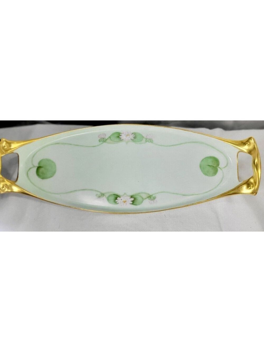 RC Bavaria Germany Serving Tray Porcelain Green Gold